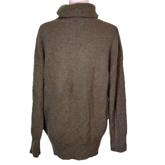Women’s Brown Oversized Ribbed Turtleneck Sweater Cozy Minimalist Slouchy Sz M/L - Picture 3 of 9
